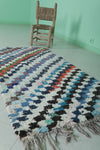 Checkered moroccan rug 2.7 X 5 Feet - vintage style