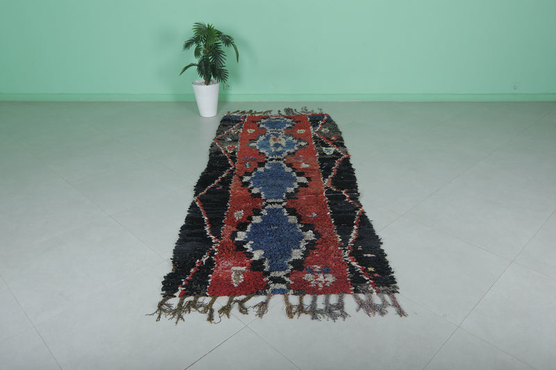 Boucherouite Runner Rug - 3.4x8.2 ft | Handwoven Moroccan Style