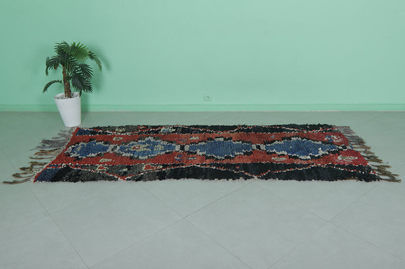 Boucherouite Runner Rug - 3.4x8.2 ft | Handwoven Moroccan Style