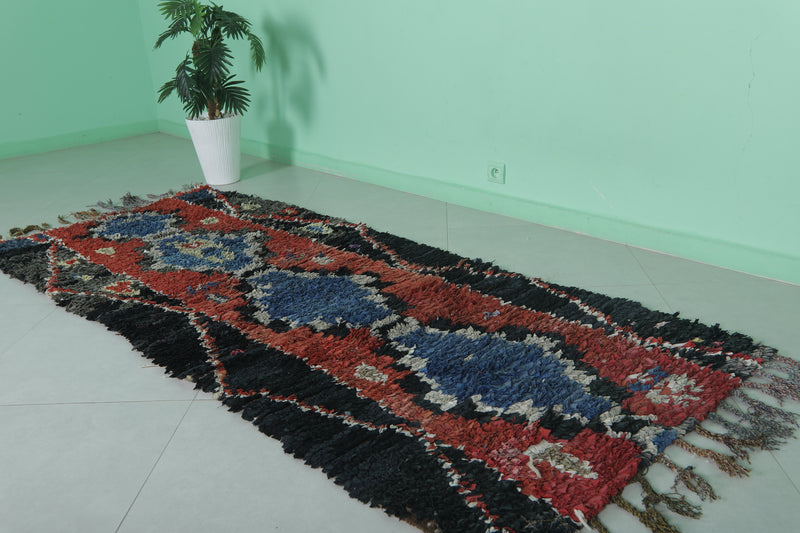 Boucherouite Runner Rug - 3.4x8.2 ft | Handwoven Moroccan Style