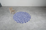 Moroccan round rug - blue checkered rug - Custom rug