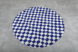 Moroccan round rug - blue checkered rug - Custom rug