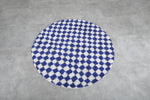 Moroccan round rug - blue checkered rug - Custom rug