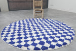 Moroccan round rug - blue checkered rug - Custom rug