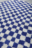 Moroccan round rug - blue checkered rug - Custom rug