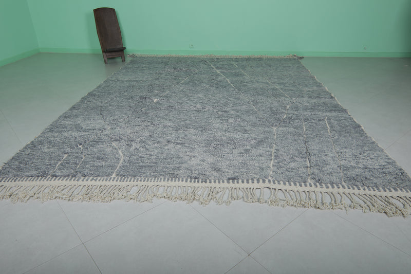 Grey Moroccan Rug - Handwoven 9.5 x 12.3 Feet | Elegant Wool Design