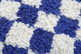 Moroccan round rug - blue checkered rug - Custom rug