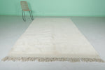 Authentic Moroccan Rug 6.3 x 9.6 ft – Plush Off-White with Fringe Detail | Perfect for Modern & Boho Decor