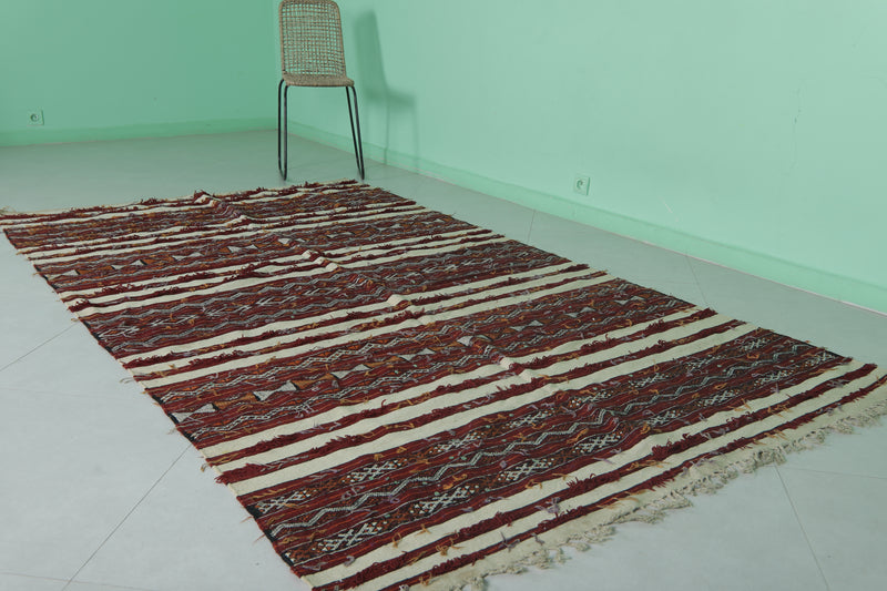 Handwoven Zemmour Blanket Rug 5.3 FT x 9.4 FT - Rich Stripes & Geometric Patterns