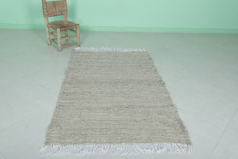 Moroccan Rug 3.3x5 FT - Handwoven Neutral Wool Design