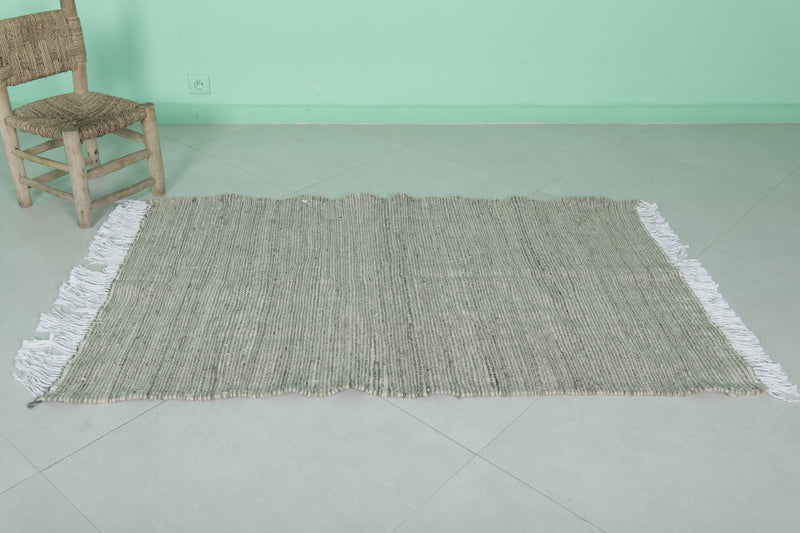 Moroccan Rug 3.3x5 FT - Handwoven Neutral Wool Design