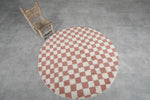 Pink checkered rug - checkers handmade round rug