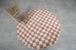 Pink checkered rug - checkers handmade round rug