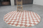 Pink checkered rug - checkers handmade round rug