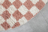 Pink checkered rug - checkers handmade round rug