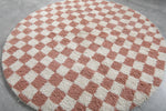 Pink checkered rug - checkers handmade round rug