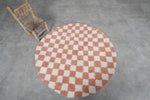 Checkered moroccan rug - handmade round rug