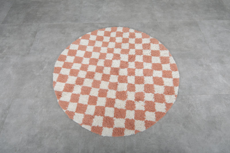 Checkered Moroccan Rug - Handmade Round Rug