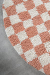 Checkered moroccan rug - handmade round rug