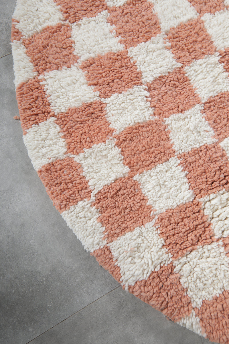 Checkered Moroccan Rug - Handmade Round Rug