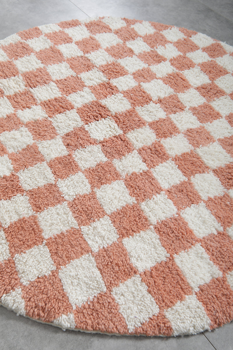 Checkered Moroccan Rug - Handmade Round Rug