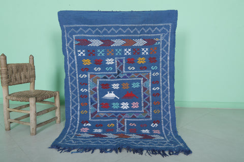 Blue kilim rug 3.2 FT X 4.7 FT