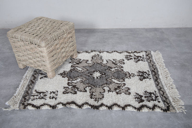 Handwoven Moroccan Berber Rug 2 x 3.1 ft - Neutral Tones