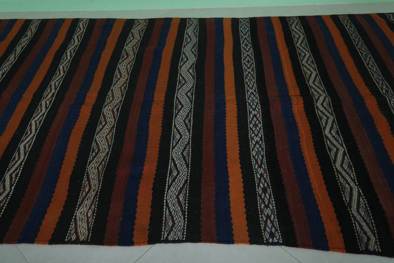 Moroccan Rug 5.1 FT x 12 FT - Bold Stripes & Geometric Design