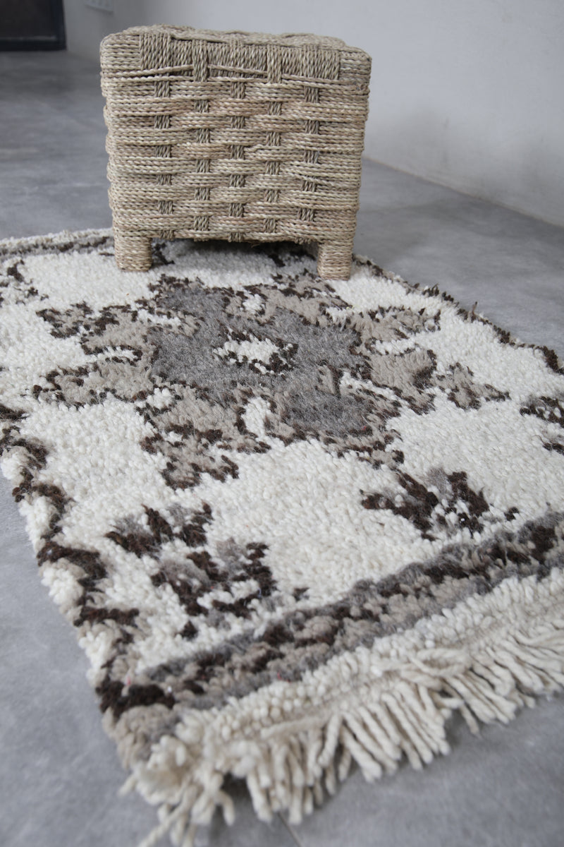 Handwoven Moroccan Berber Rug 2 x 3.1 ft - Neutral Tones