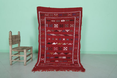 Moroccan Kilim red 3.1 FT X 5.1 FT