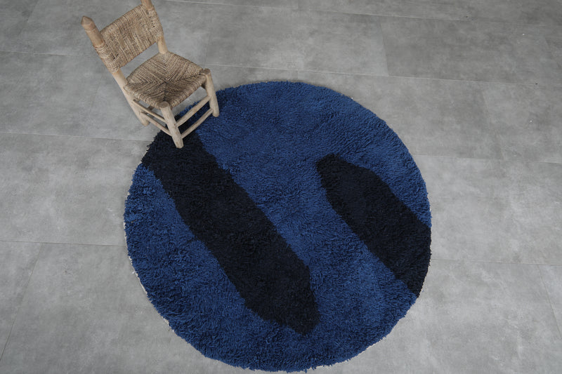 Blue moroccan round rug - custom round rug