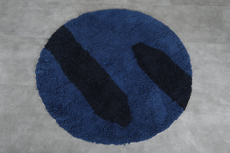 Blue moroccan round rug - custom round rug