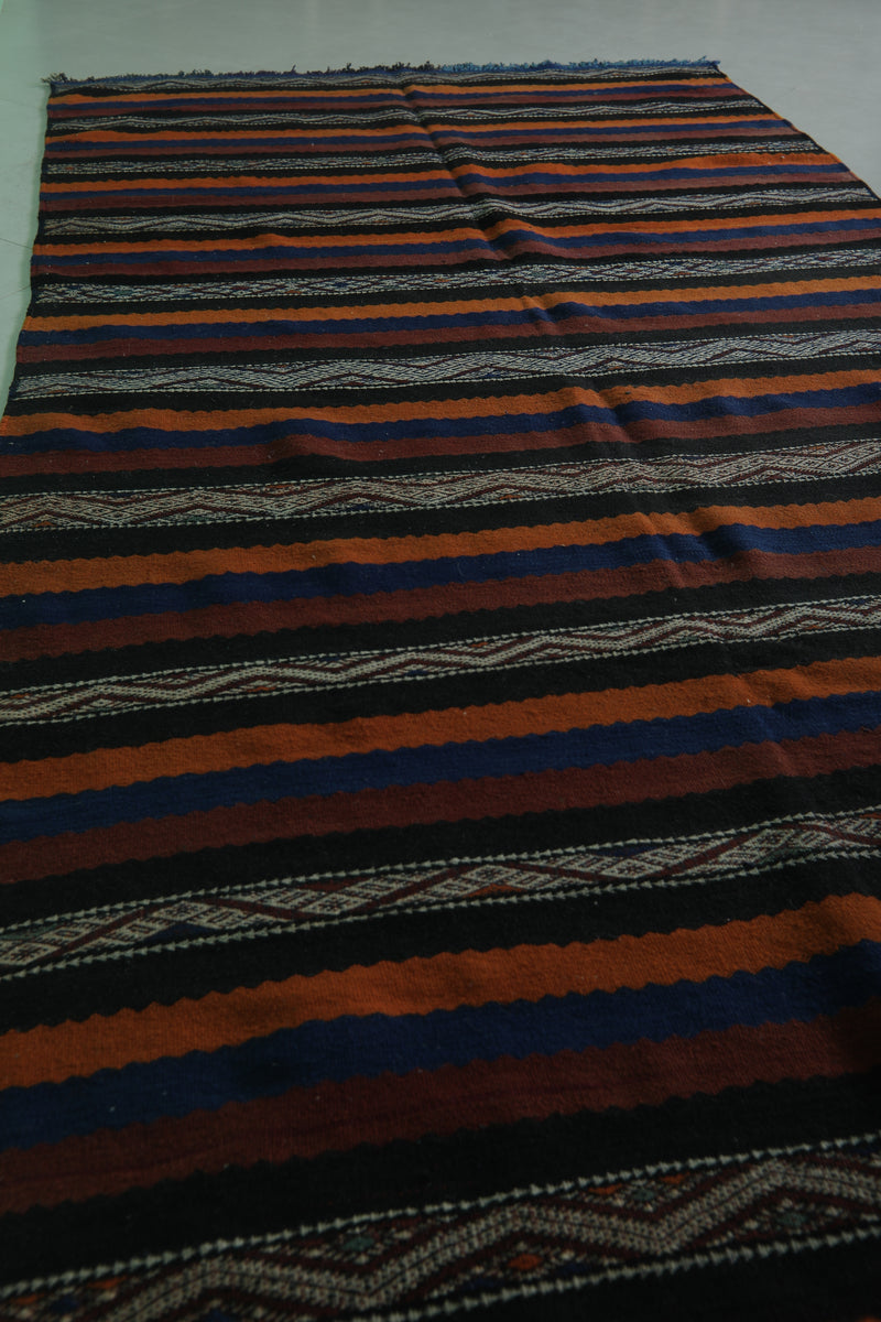 Moroccan Rug 5.1 FT x 12 FT - Bold Stripes & Geometric Design