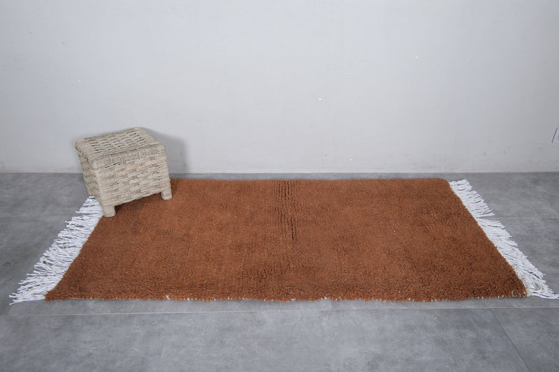 Moroccan Runner Rug - Handwoven 3 x 6.1 Feet | Warm Brown Wool Design