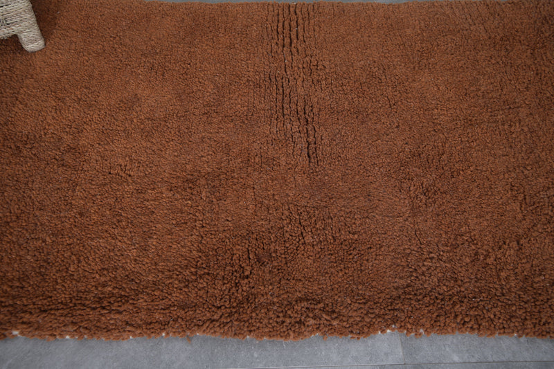 Moroccan Runner Rug - Handwoven 3 x 6.1 Feet | Warm Brown Wool Design