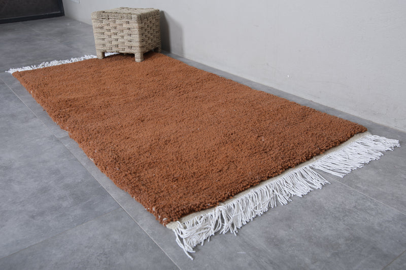 Moroccan Runner Rug - Handwoven 3 x 6.1 Feet | Warm Brown Wool Design