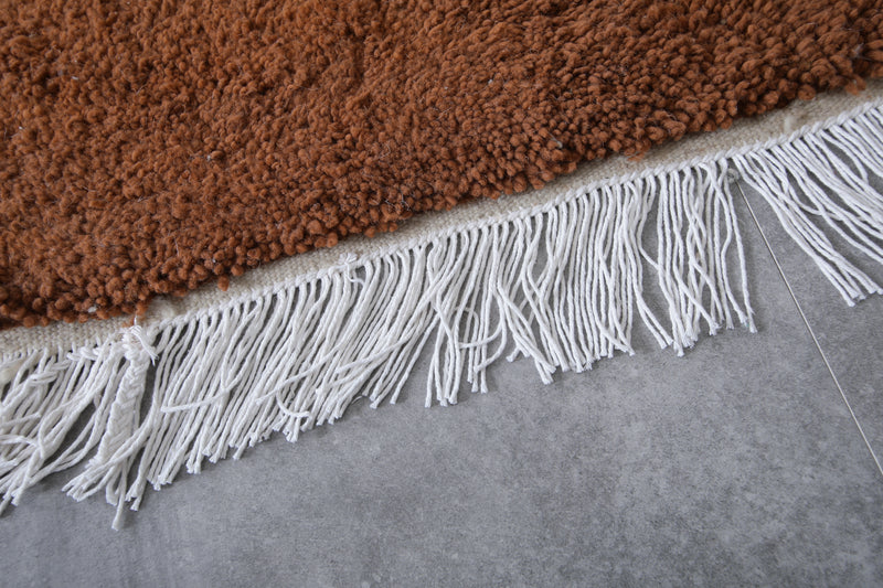 Moroccan Runner Rug - Handwoven 3 x 6.1 Feet | Warm Brown Wool Design