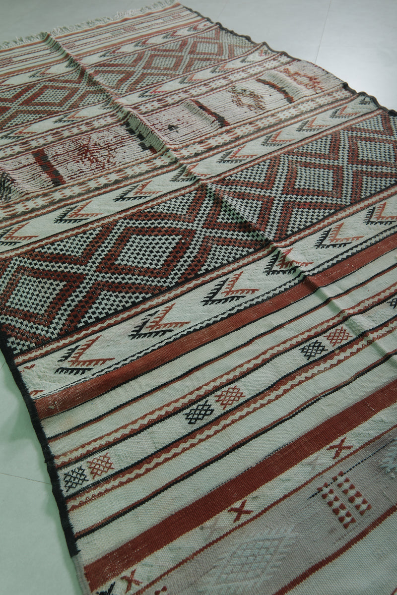 Moroccan Rug 5.7 x 10 FT - Geometric and Striped Design