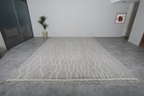 Large Moroccan Wool Rug - 11 x 14.3 FT | Handwoven Gray and Ivory Geometric Pattern - beni ourain rug