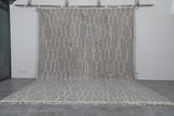 Large Moroccan Wool Rug - 11 x 14.3 FT | Handwoven Gray and Ivory Geometric Pattern - beni ourain rug