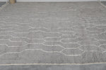 Large Moroccan Wool Rug - 11 x 14.3 FT | Handwoven Gray and Ivory Geometric Pattern - beni ourain rug