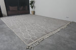 Large Moroccan Wool Rug - 11 x 14.3 FT | Handwoven Gray and Ivory Geometric Pattern - beni ourain rug