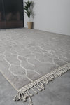 Large Moroccan Wool Rug - 11 x 14.3 FT | Handwoven Gray and Ivory Geometric Pattern - beni ourain rug