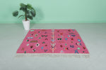 Pink moroccan rug 5 X 4.8 Feet - azilal rug