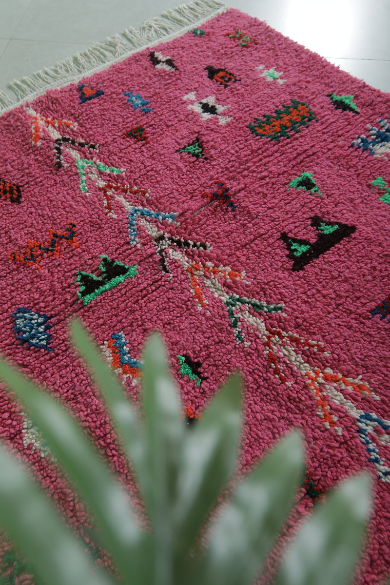 Pink moroccan rug 5 X 4.8 Feet - azilal rug