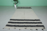 Beige and Black Runner Kilim Rug 5.5 FT X 11 FT