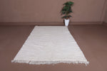 Luxurious Moroccan Wool Rug - 5.1 x 8.4 FT | Handwoven Ivory Area Rug - beni ourain rug