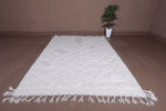 Elegant Moroccan Wool Rug - 6.7 x 9.1 FT | Handwoven Ivory Diamond Pattern - beni ourain rug