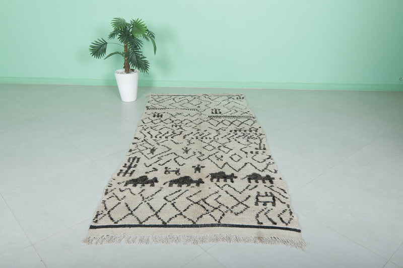 Berber Wool Runner Rug 3.6 x 7.7 FT – Handmade Moroccan Carpet