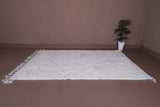 Elegant Moroccan Wool Rug - 6.7 x 9.1 FT | Handwoven Ivory Diamond Pattern - beni ourain rug